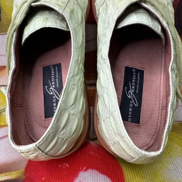 Giorgio Brutini Mens Size 11M Light Green Crocodile Print Genuine Leather Oxford - Picture 8 of 10